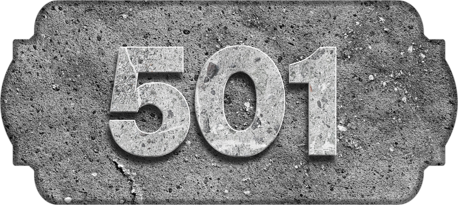 Number 501 singboard stone background